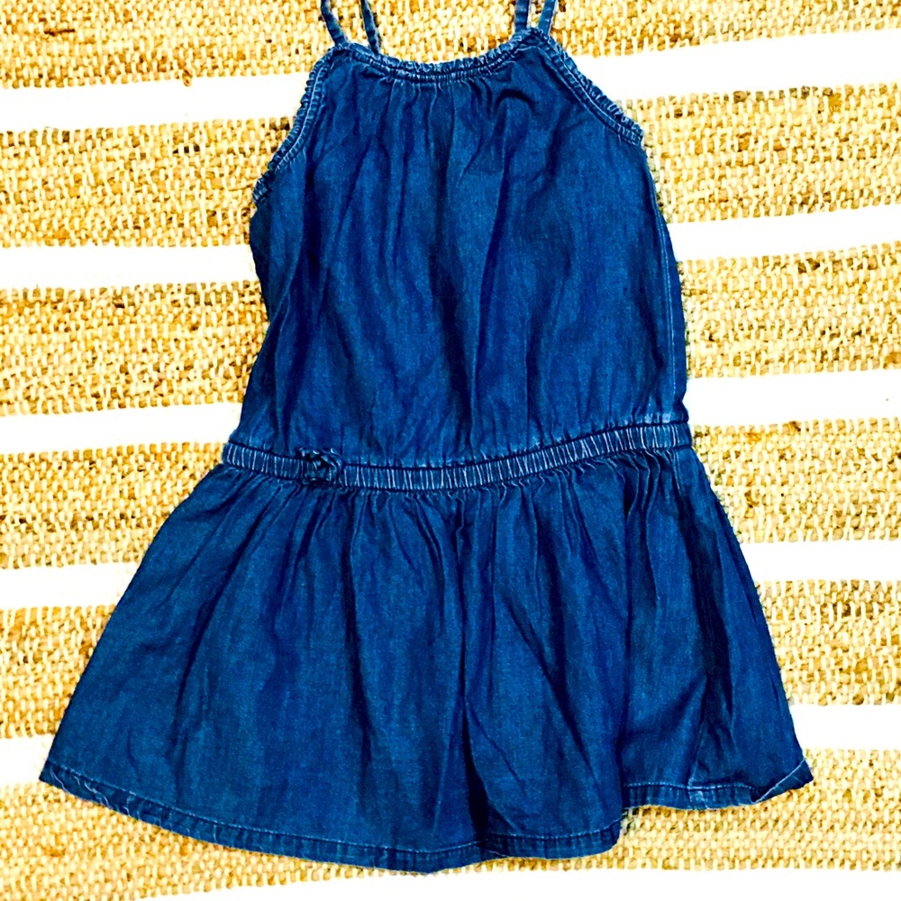 Denim cotton summer girl dress school tank sleeveless - 5 - blue soft co…